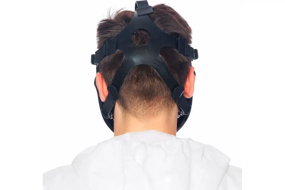 Маска МАГ-3Л (универсальный размер, резина, боковое резьбовое левое соединение - 1 фильтр)