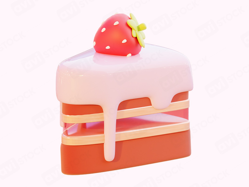 3D иконка клубничного торта