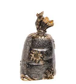 AM-2695 Колокольчик «Мешок мышиная добыча» (латунь, янтарь)