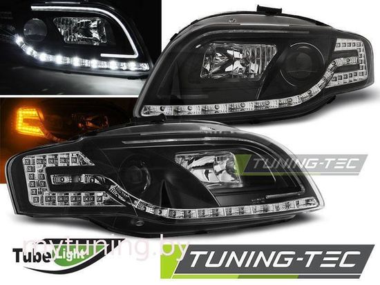 Передние фары Audi A4 B7 led tube lights black