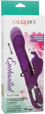 Фиолетовый вибратор-кролик Enchanted Flutter с массажем бусин и пенетрацией (Цвет: розовый)