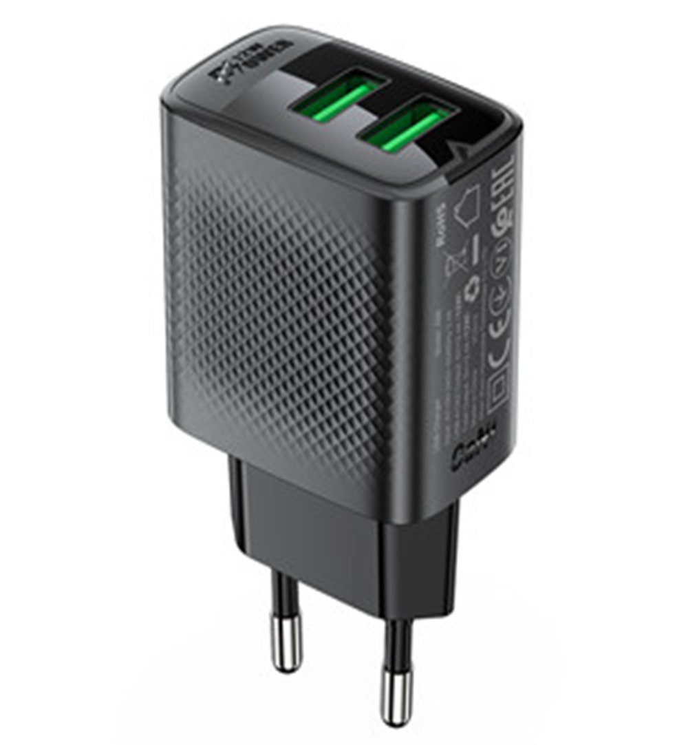 A86 12W (USB-A+USB-A) dual port charger (EU)