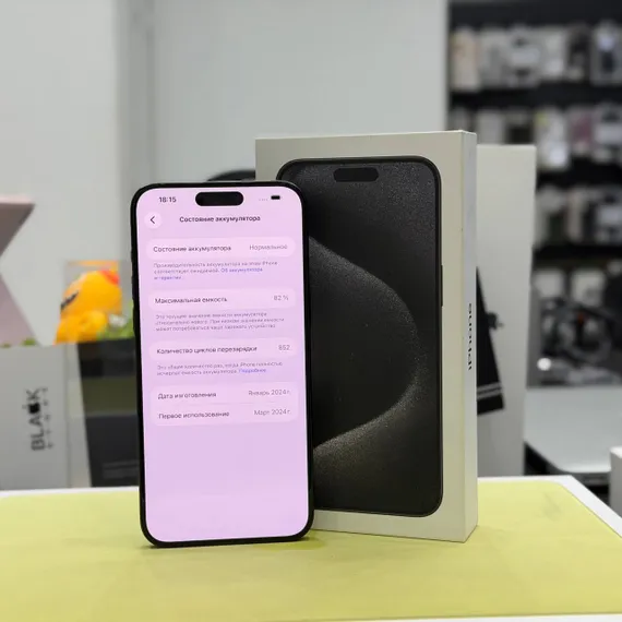 Б\У Телефон Apple Iphone 15 Pro Max 512Gb Black Titanium 82% (MLJY4RJV4X)