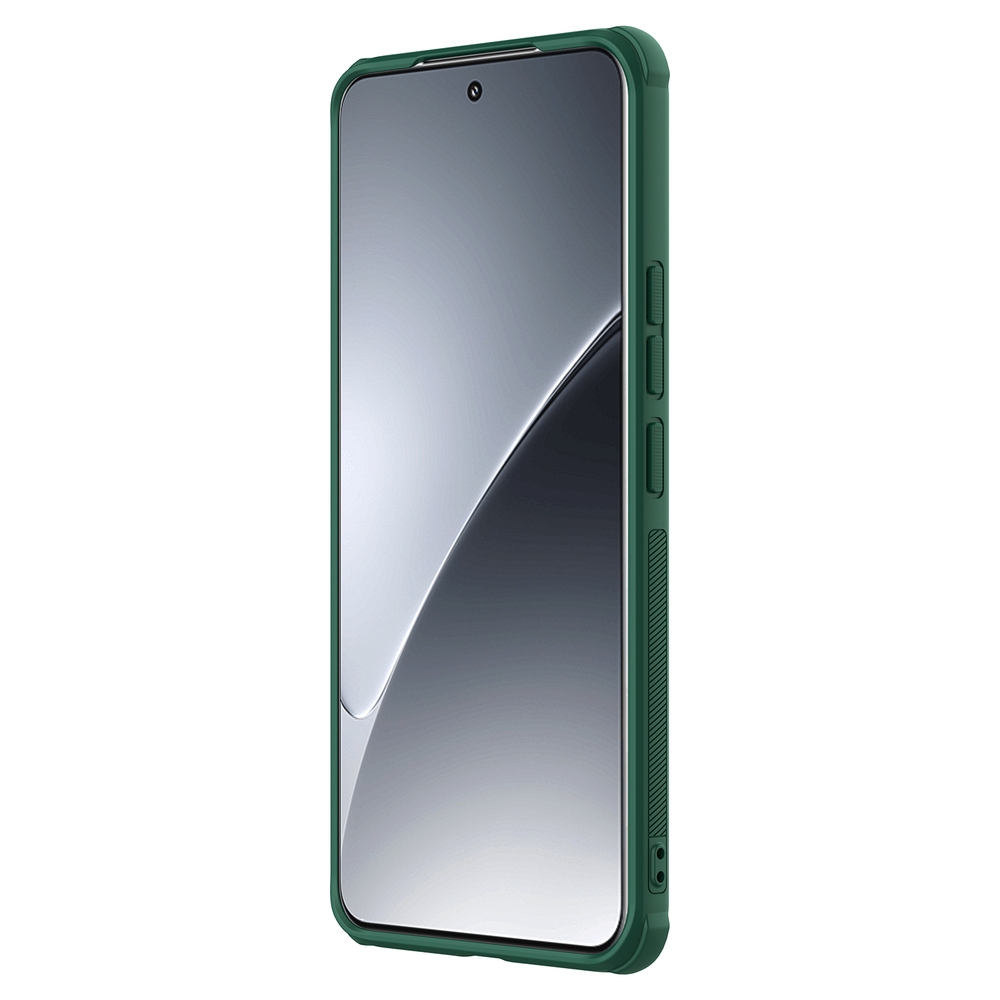 Противоударный чехол зеленого цвета (Dark Green) от Nillkin для Xiaomi 15 Pro, серия Super Frosted Shield Pro