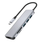 Адаптер WIWU Alpha 7 в 1 USB-C HUB на USB 3.0*3/TF/SD/HDMI/PD (A731HC) (Space Gray)