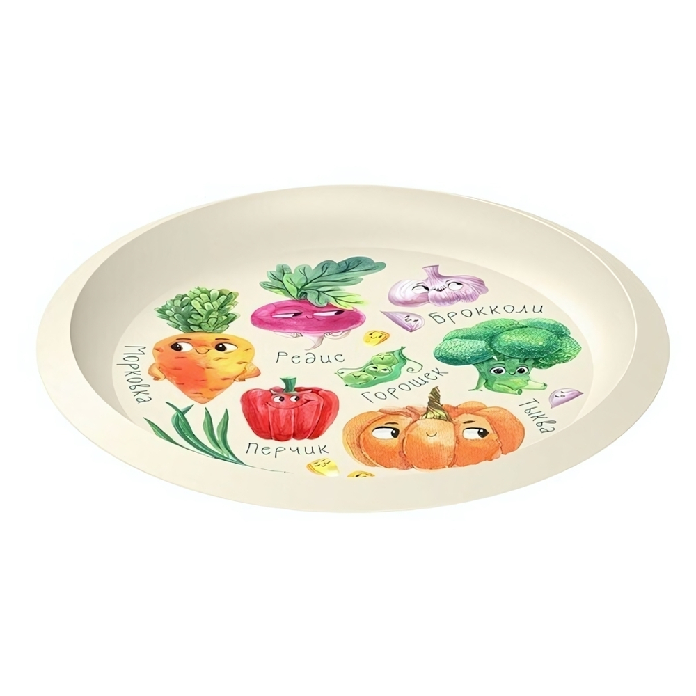 Тарелка детская с декором "Овощи", D215мм (светло-бежевый)