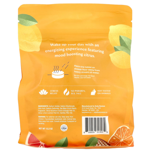 Body Restore, Пароварки для душа, цитрусовые, 15 таблеток, 13,2 унции