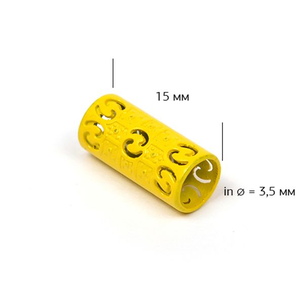Наконечник для шнура металл ⌀3.5 мм, 15 мм, TC19, цв.желтый уп. 50 шт
