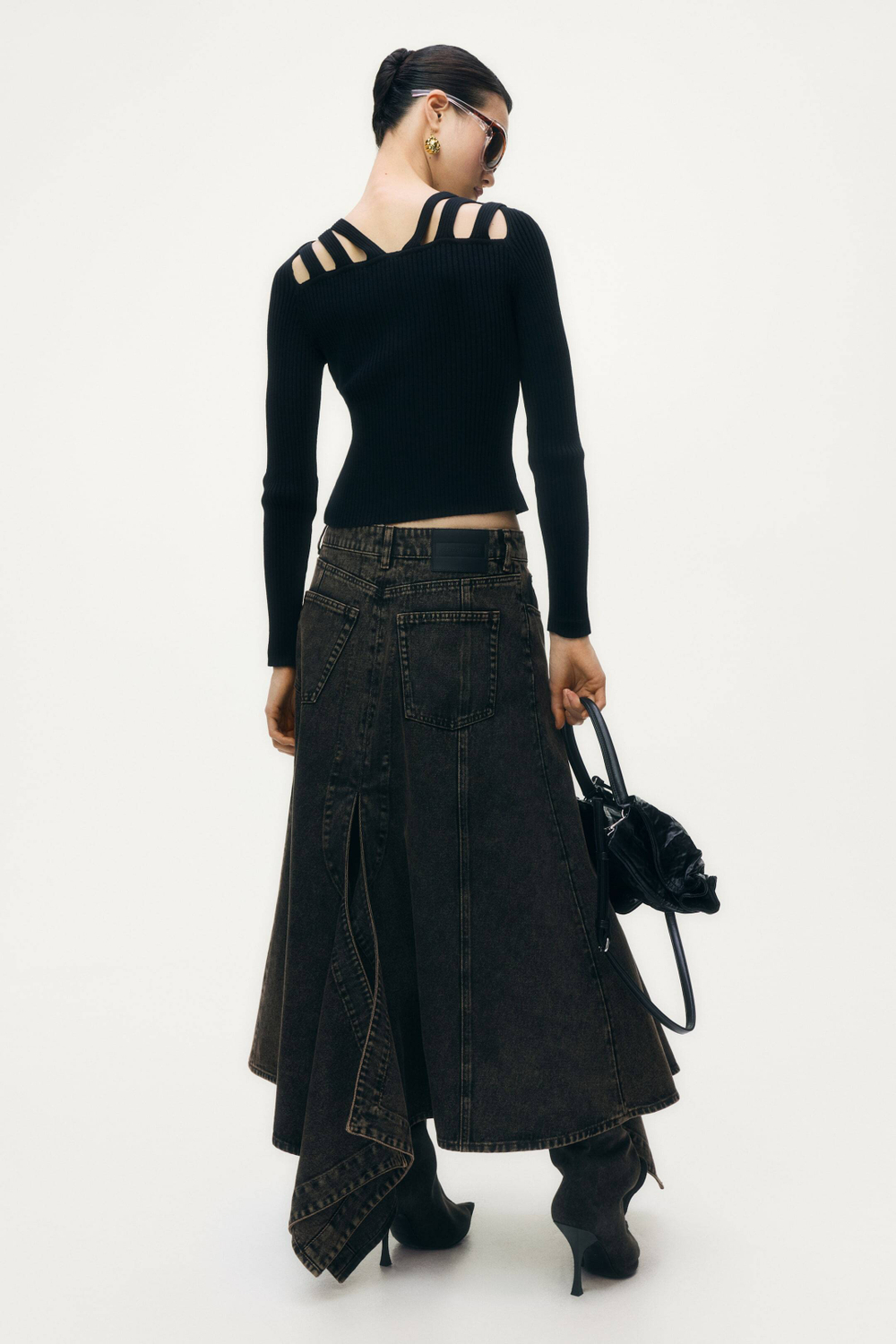 H&M - Glenn Martens Топ ажурный в рубчик, черный