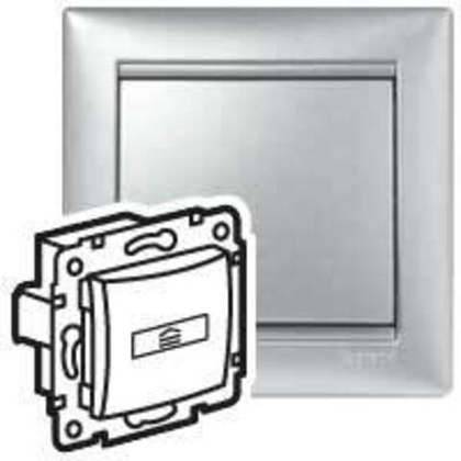 Выключатель карточный с подсветкой без задержки выключения 10А 250В - алюминий Valena Classic LEGRAND