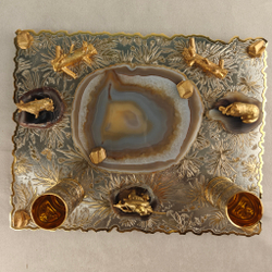 Набор водочный с графином на агате "Охотник"