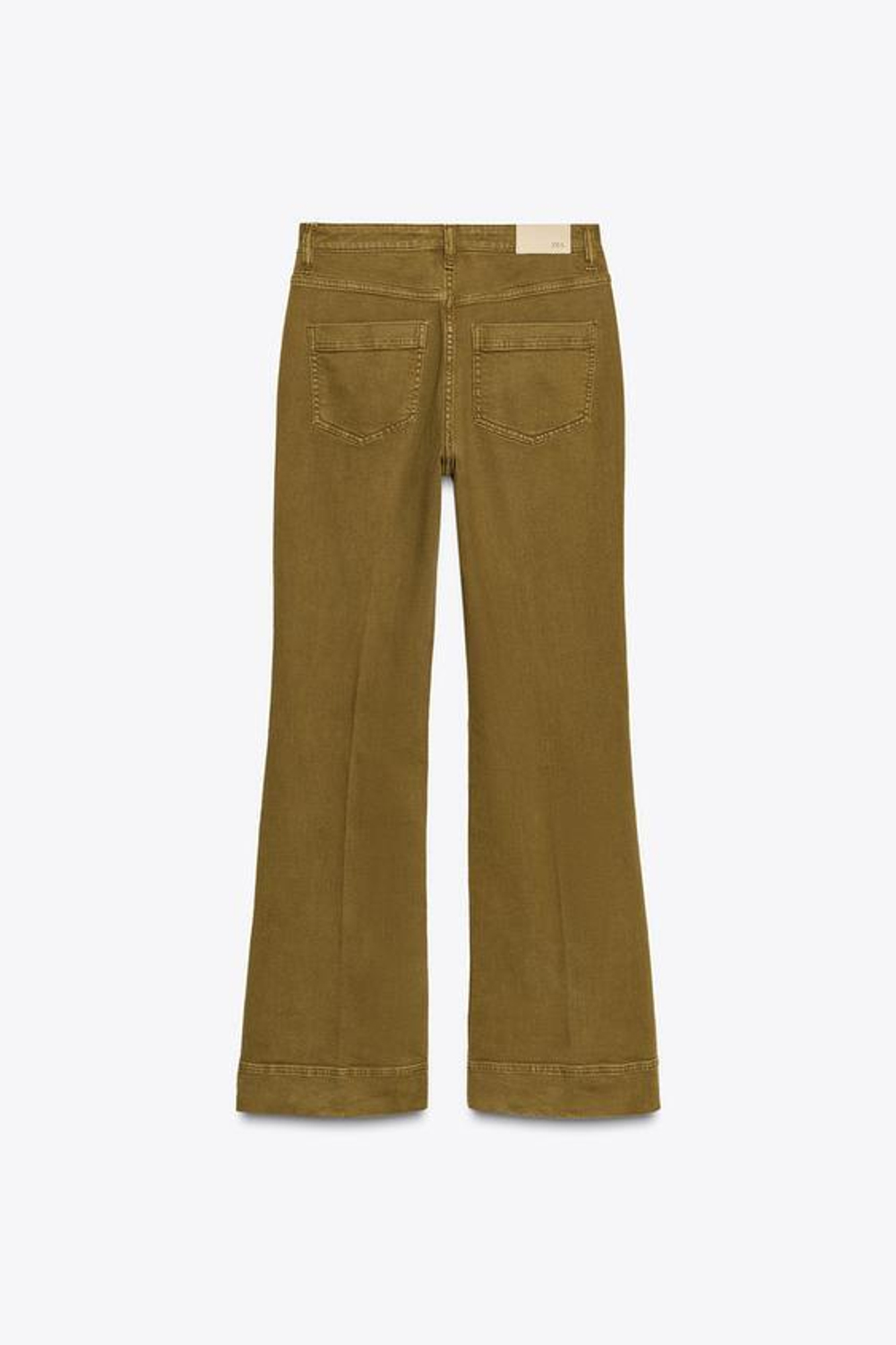 ZARA ДЖИНСЫ Z1975 С НАКЛАДНЫМИ КАРМАНАМИ И ВЫСОКОЙ ПОСАДКОЙ, ЦВЕТ ОЛИВКОВОГО МАСЛА