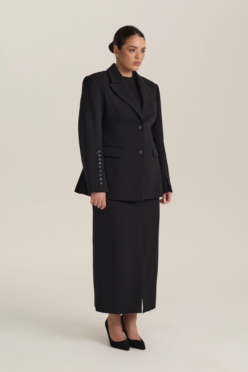 Жакет с объемными плечами, черный