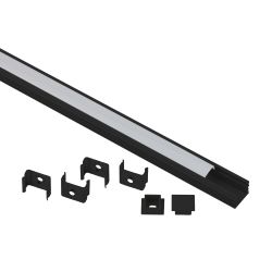 Комплект с накладным анодированным профилем ЭРА 1612B 16х12мм, 2м, черный САВ261 | Профили для светодиодных лент