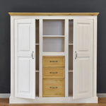 Тумба в гостиную Ландхаус 130х38х130 см, белый комод из массива сосны с 3 ящиками