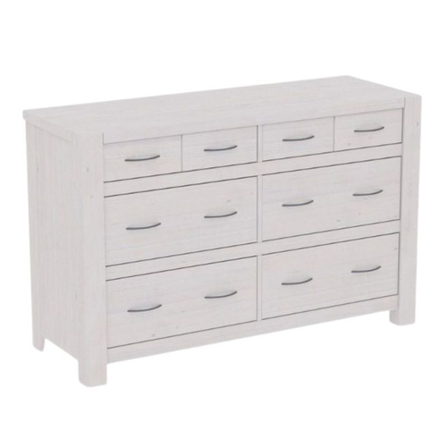 Комод с ящиками для одежды большой белый в спальню Фьорд 24 (белый воск), 140x90x50 см