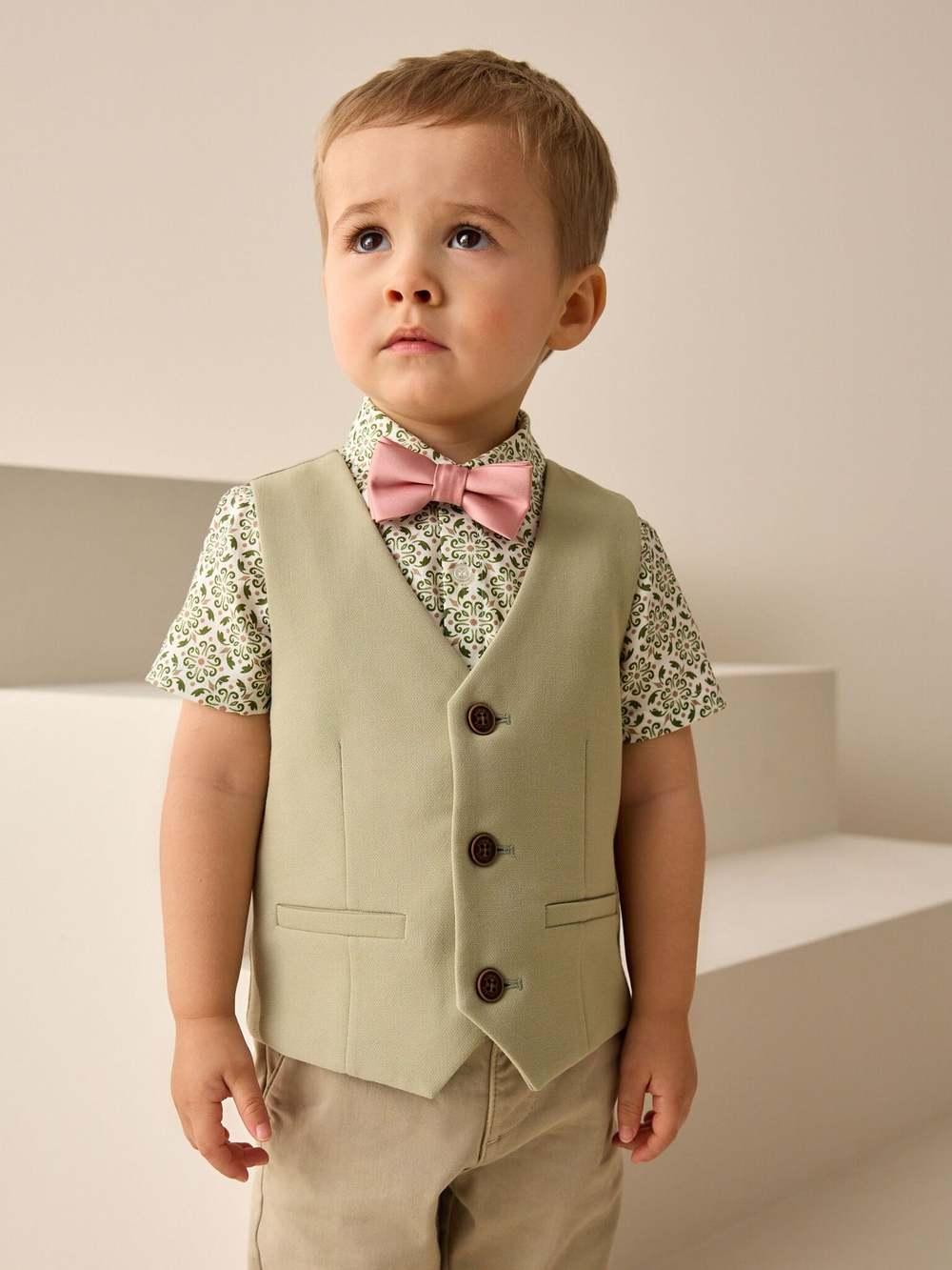 Комплект из трех предметов для мальчика Next AG8-622, Хаки, Розовый