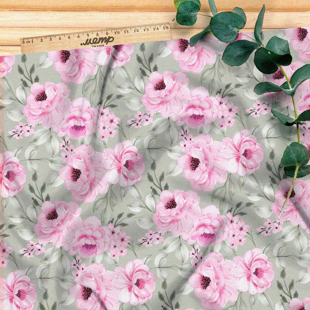 Ткань футер 2-х нитка нежный букет