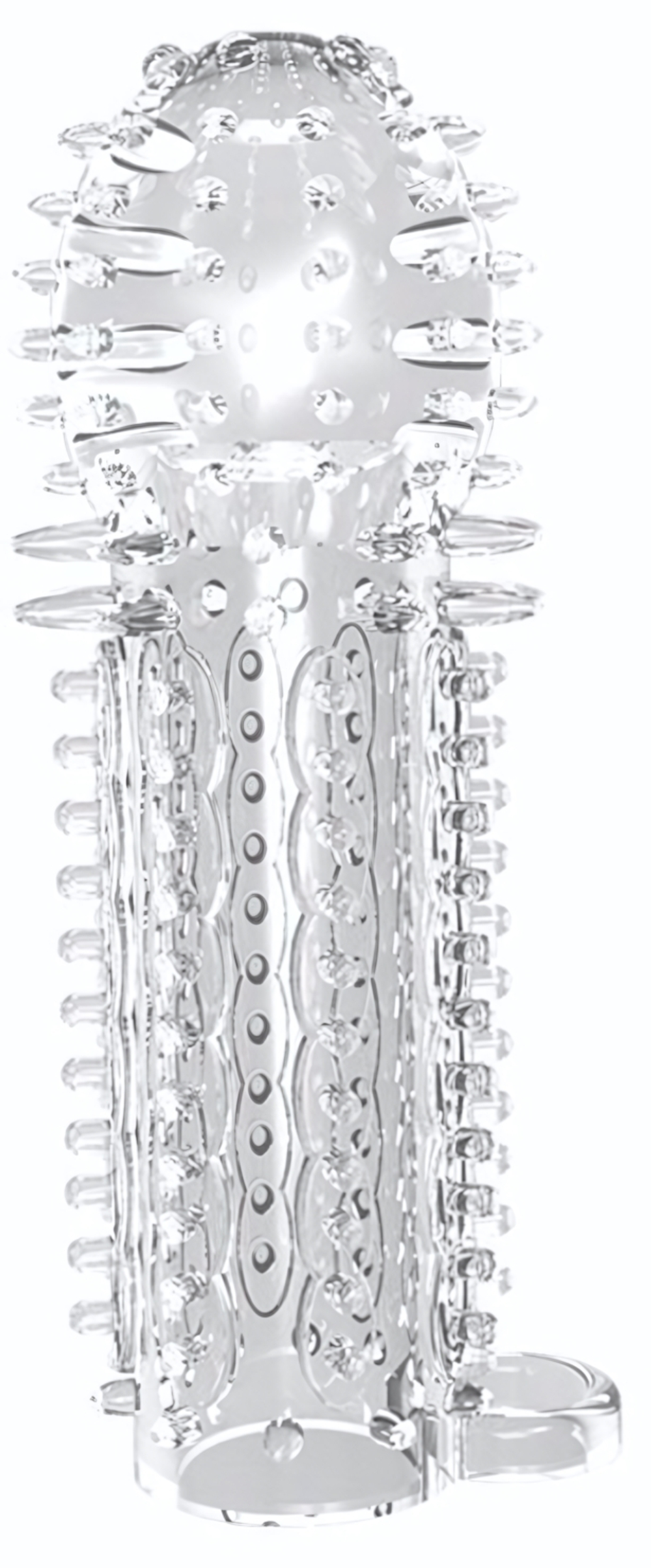 Закрытая прозрачная насадка на пенис с шипиками Nubby Sleeve - 14,5 см. (Цвет: прозрачный)