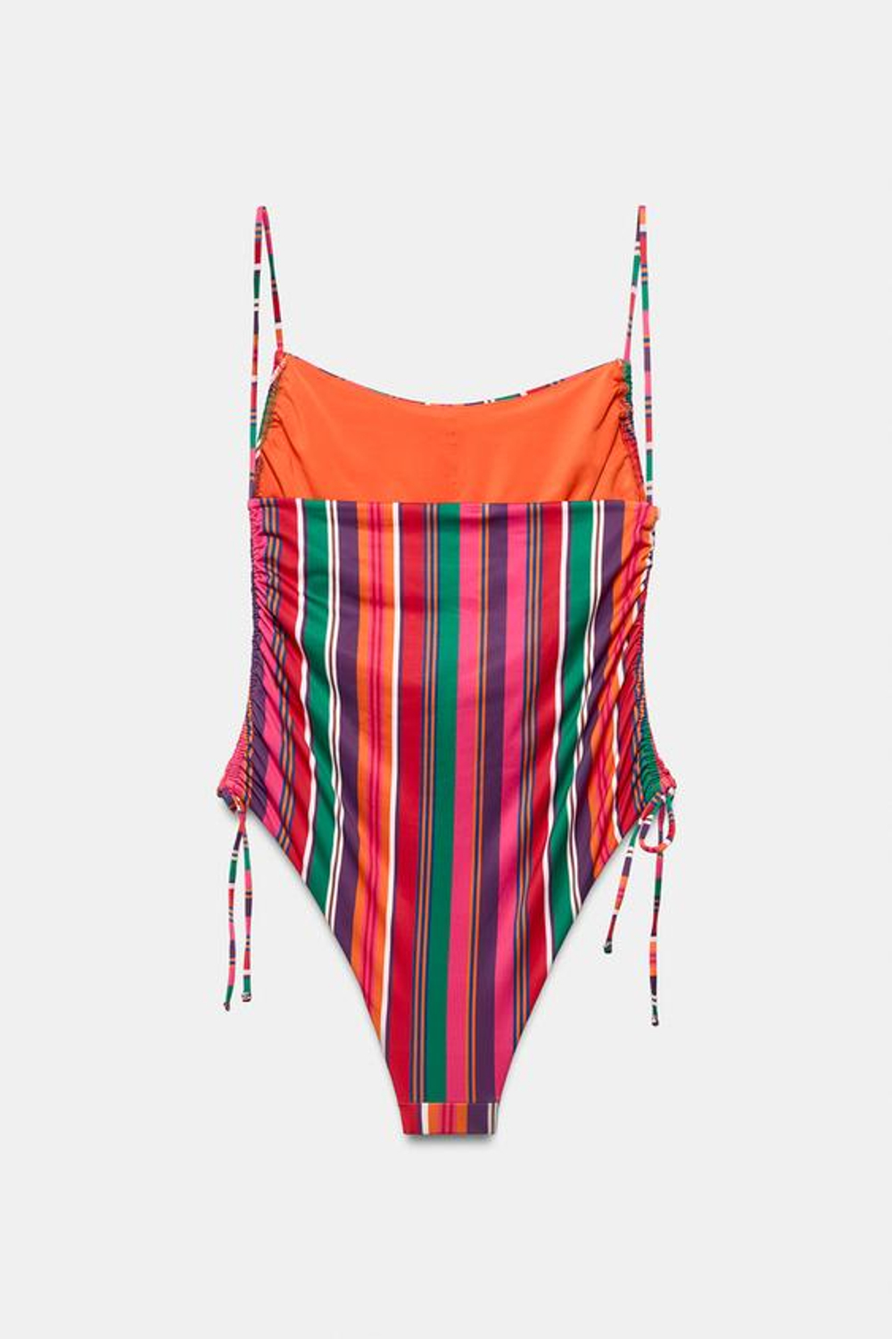ZARA КУПАЛЬНИК С РЮШАМИ И ПОЛОСАТЫМ ПРИНТОМ, РАЗНОЦВЕТНЫЙ
