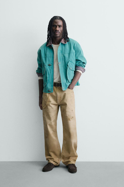 ZARA БРЮКИ STRAIGHT FIT С ЭФФЕКТОМ ПОТЕРТОСТИ, РЫЖЕВАТО-КОРИЧНЕВЫЙ