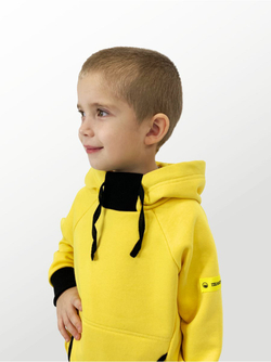 Худи для детей, модель №4, с капюшоном, рост 116 см, желтый