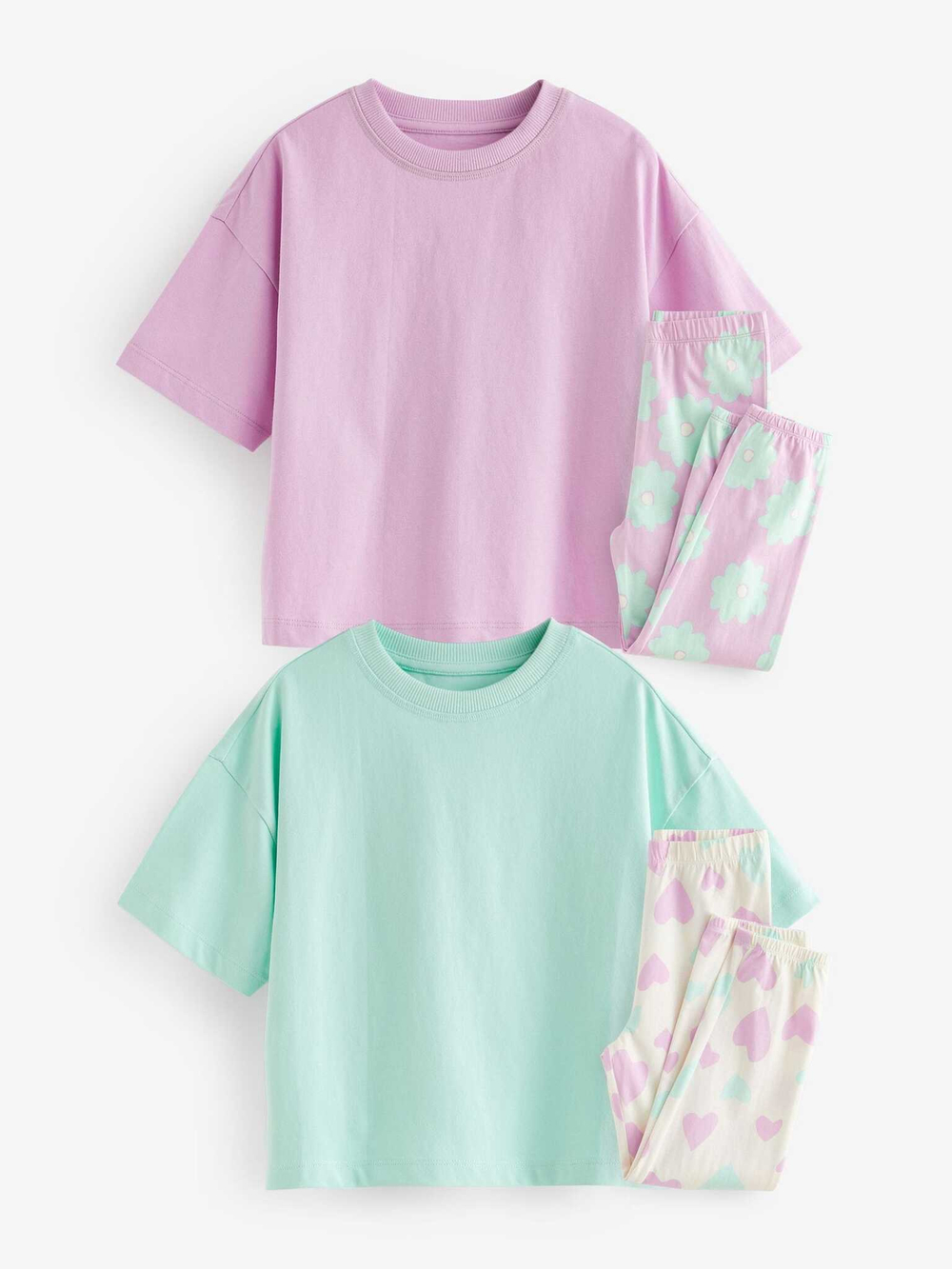 Пижама для девочки Next Q96-896, 2 шт., Салатовый, Розовый