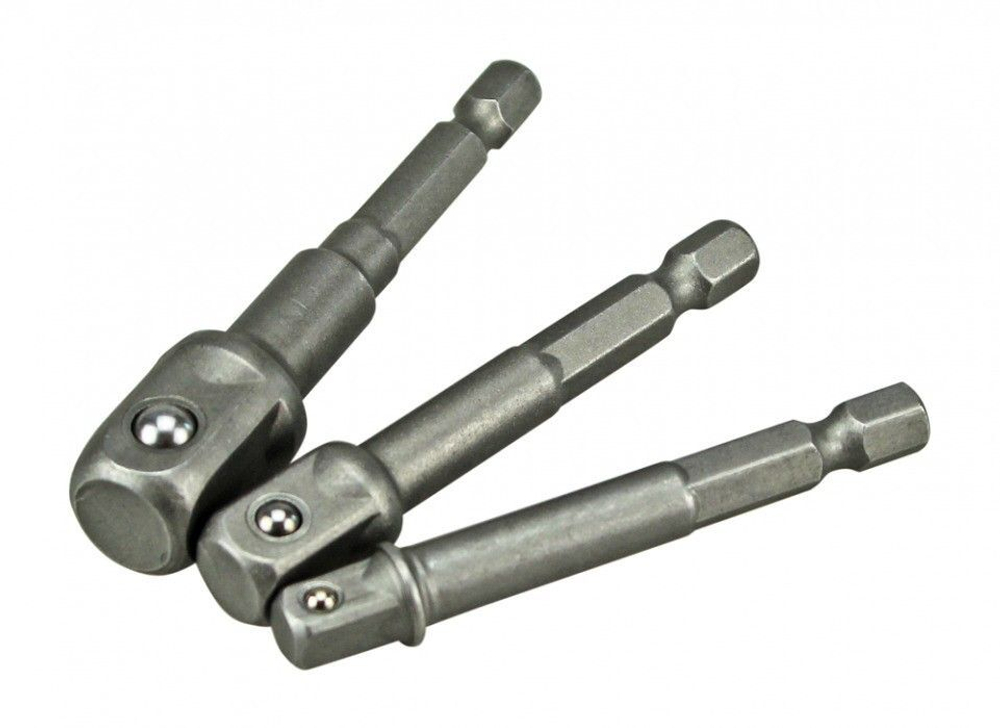 НАБОР АДАПТЕРОВ ДЛЯ ТОРЦЕВЫХ ГОЛОВОК VERTEXTOOLS 65мм, 3 ПРЕДМЕТА, 1/4", 1/2", 3/8"