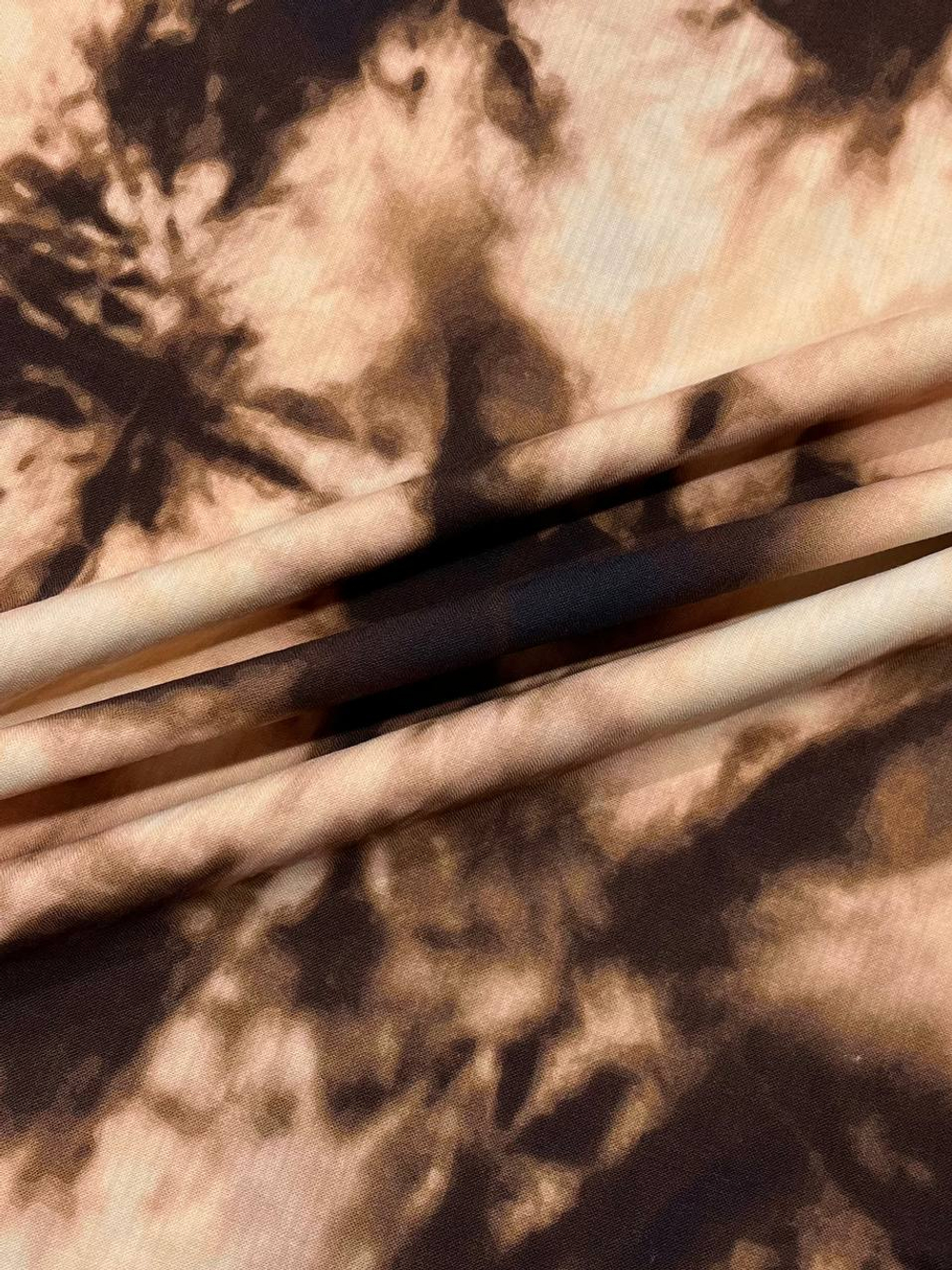 Шерсть плательно-блузочная сливочная с абстрактным коричневым узором