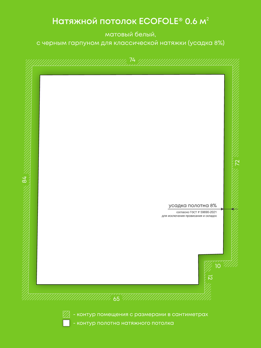 Матовый натяжной потолок 0.6 м2