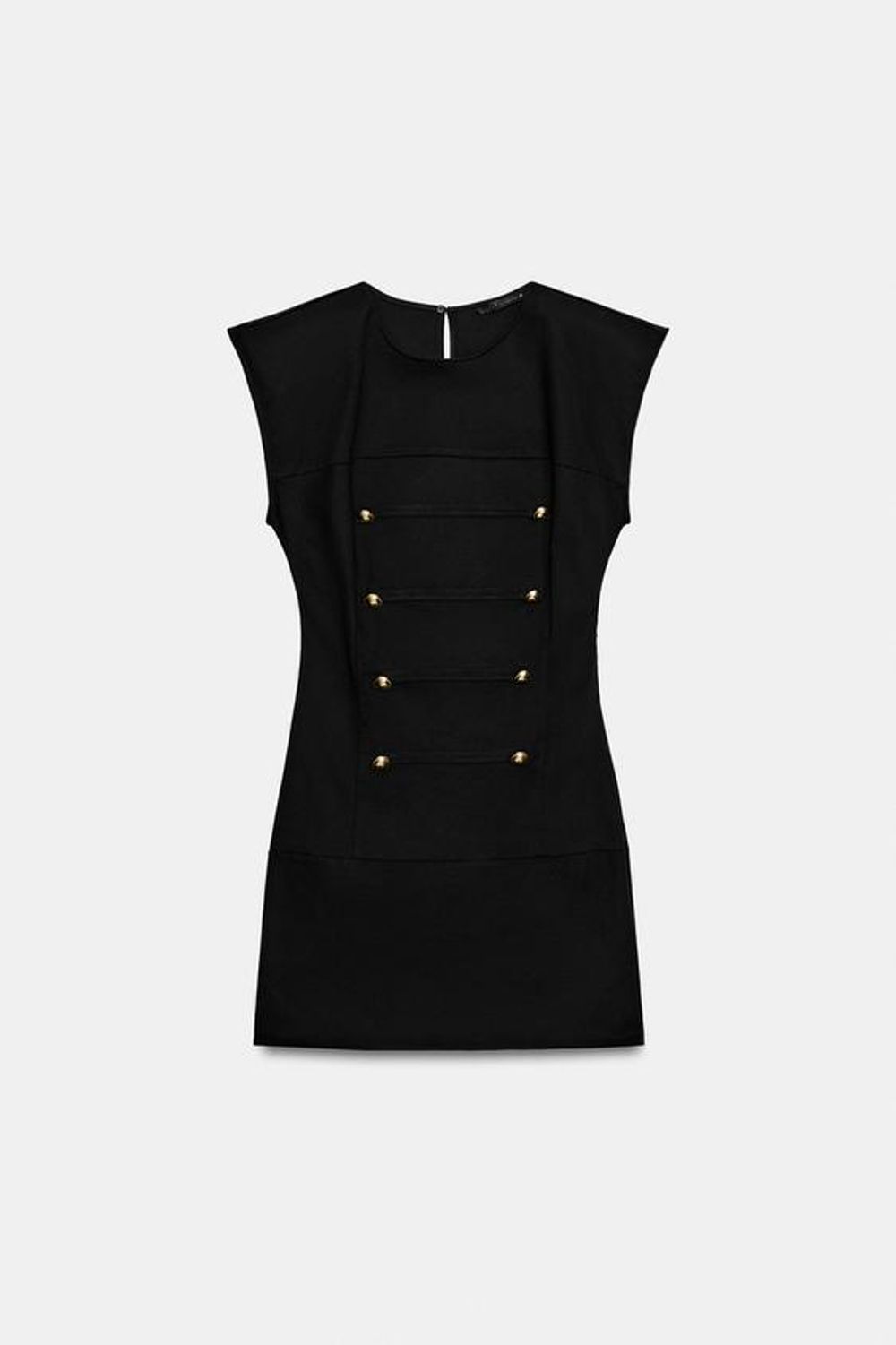 ZARA КОРОТКОЕ ПЛАТЬЕ С БРАНДЕБУРАМИ, ЧЕРНЫЙ