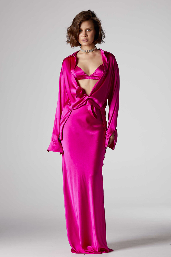 Блуза шелк фуксия