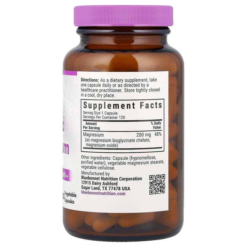 Bluebonnet Nutrition, буферный хелатный магний, 120 растительных капсул