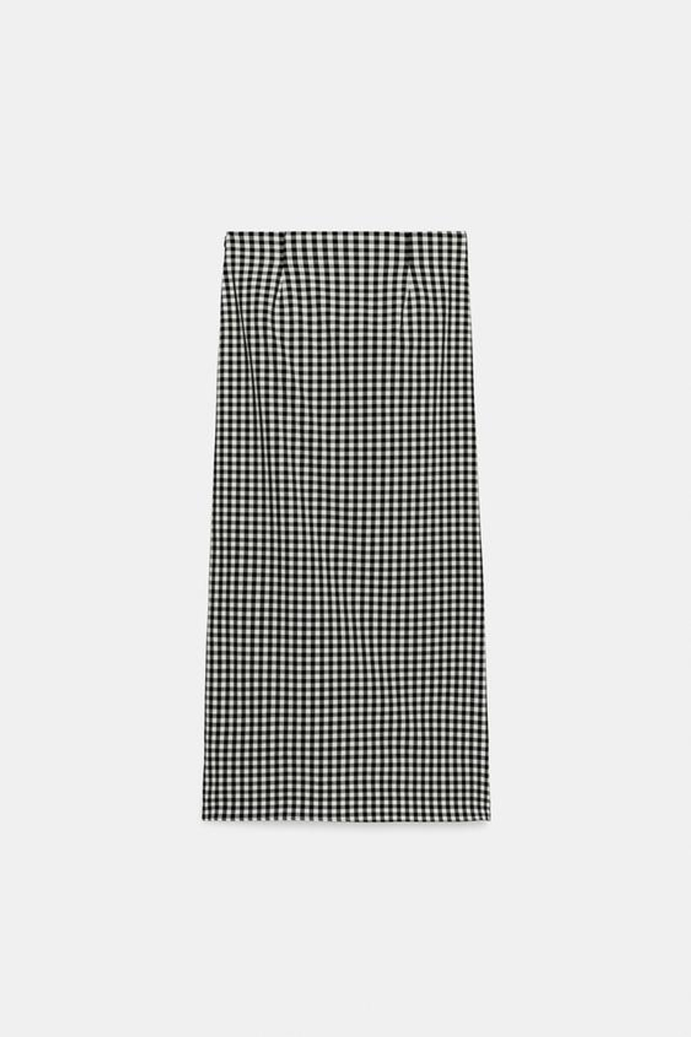 ZARA ЮБКА ВИШИ В КЛЕТКУ СО СБОРКАМИ, ЧЕРНЫЙ/БЕЛЫЙ