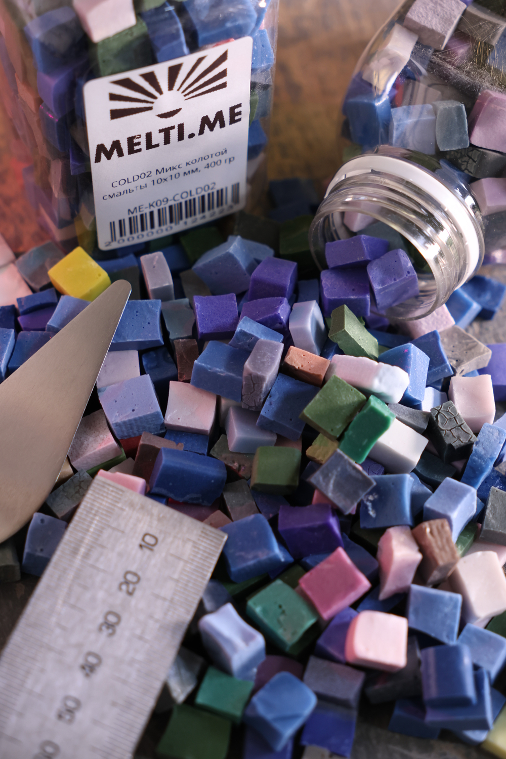 COLD02 Микс колотой смальты 10х10 мм, 400 гр