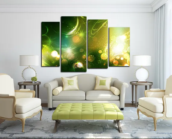 Модульная картина "Зеленая абстракция"