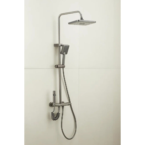 Душевая система 35к ПРОФСАН ПСМ-900-81GA клавиш.упр. лейка "Тропич. душ круг" + гигиен. лейка ГРАФИТ