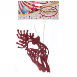 Подвески в блестках «Олень» 14 см (набор 2шт), красный