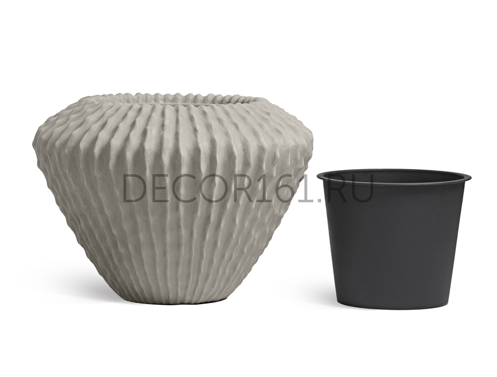 Кашпо TREEZ Effectory Moho Design-конус Белый песок в-50, д-66 см (с большим тех.горшком) 41.33-18-24-128-BE-66