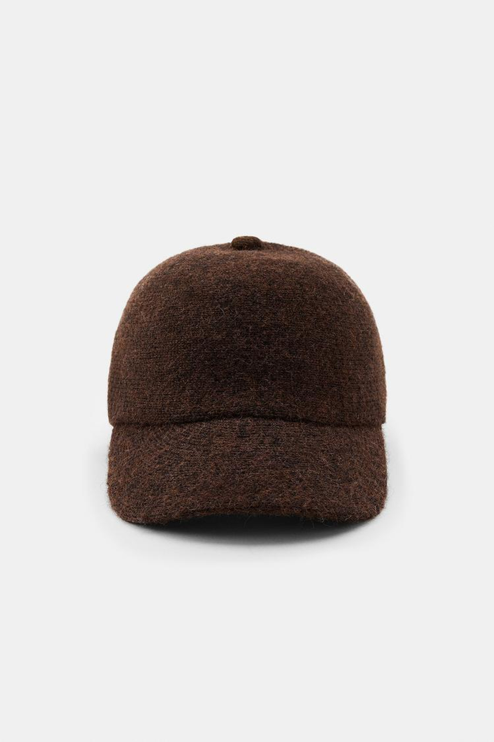 ZARA ТРИКОТАЖНАЯ КЕПКА С ЗАВЯЗКАМИ, КОРИЧНЕВЫЙ