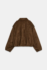 Оверсайз искусственная замша байкерская куртка - ZARA