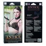 Кожаный простроченный ошейник с поводком-цепью Posture Collar with Leash (Цвет: черный с золотым)