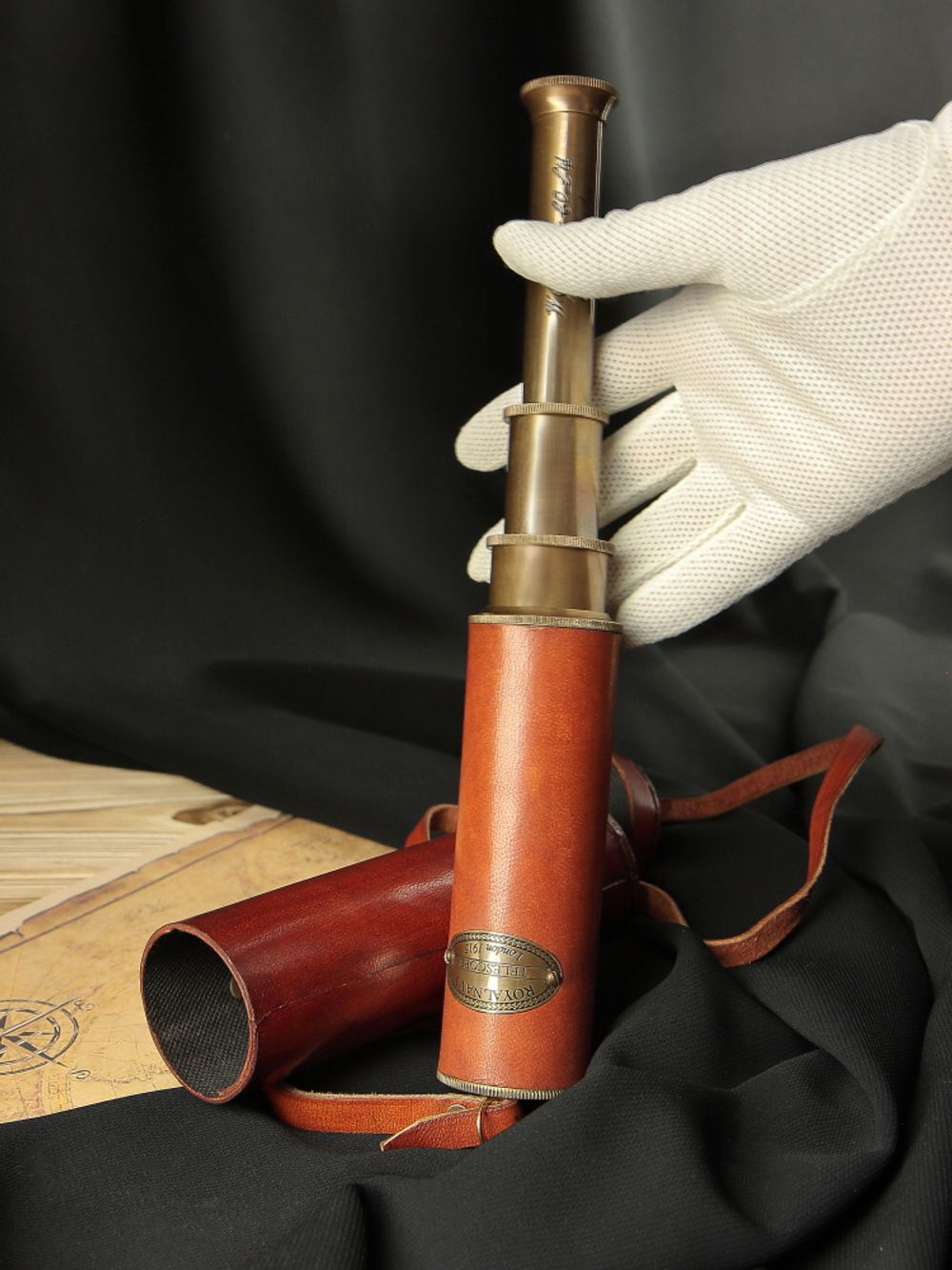 Nautical Подзорная труба в кожаном футляре