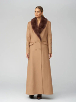 Женское шерстяное пальто с мехом бобра