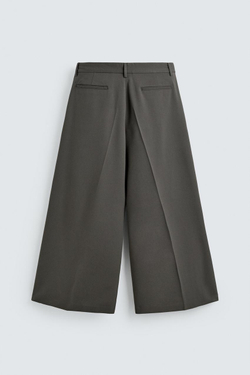 ZARA БРЮКИ WIDE FIT СО СКЛАДКАМИ, АНТРАЦИТОВО-СЕРЫЙ