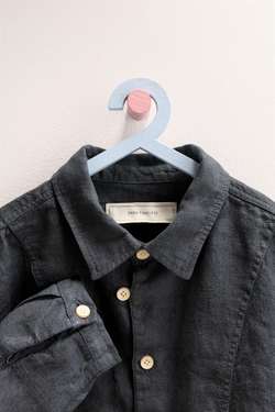 ZARA TIMELESS — КУРТКА-РУБАШКА ИЗ 100% ЛЬНА, АНТРАЦИТОВО-СЕРЫЙ