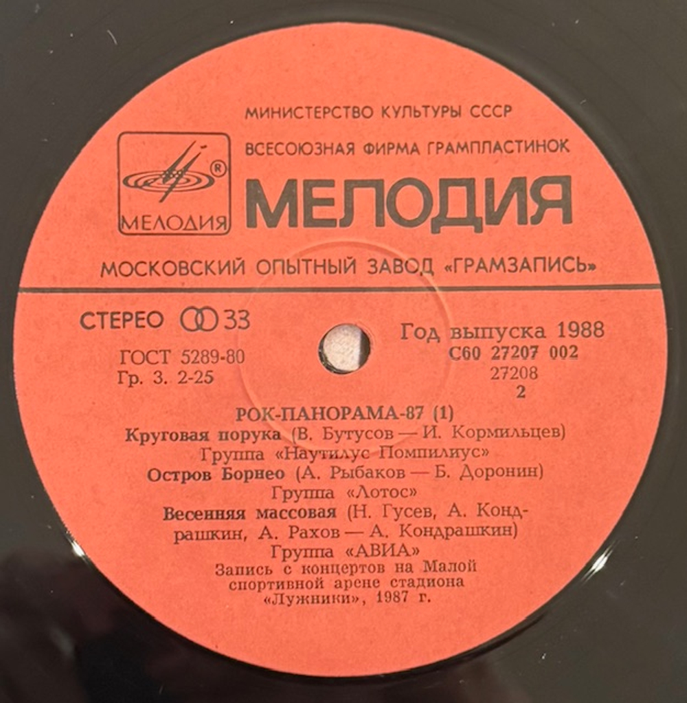 Виниловая пластинка Сборник– Рок-Панорама-87 - 1 (Мелодия) LP
