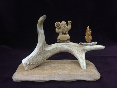 "Шаман у костра", миниатюра, сувенир