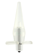 Прозрачная анальная пробка Power Buttplug с вибрацией - 12 см.