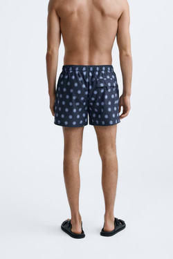 ZARA ПЛАВКИ С ПРИНТОМ СОЛНЦА, СИНИЙ / СЕРЫЙ